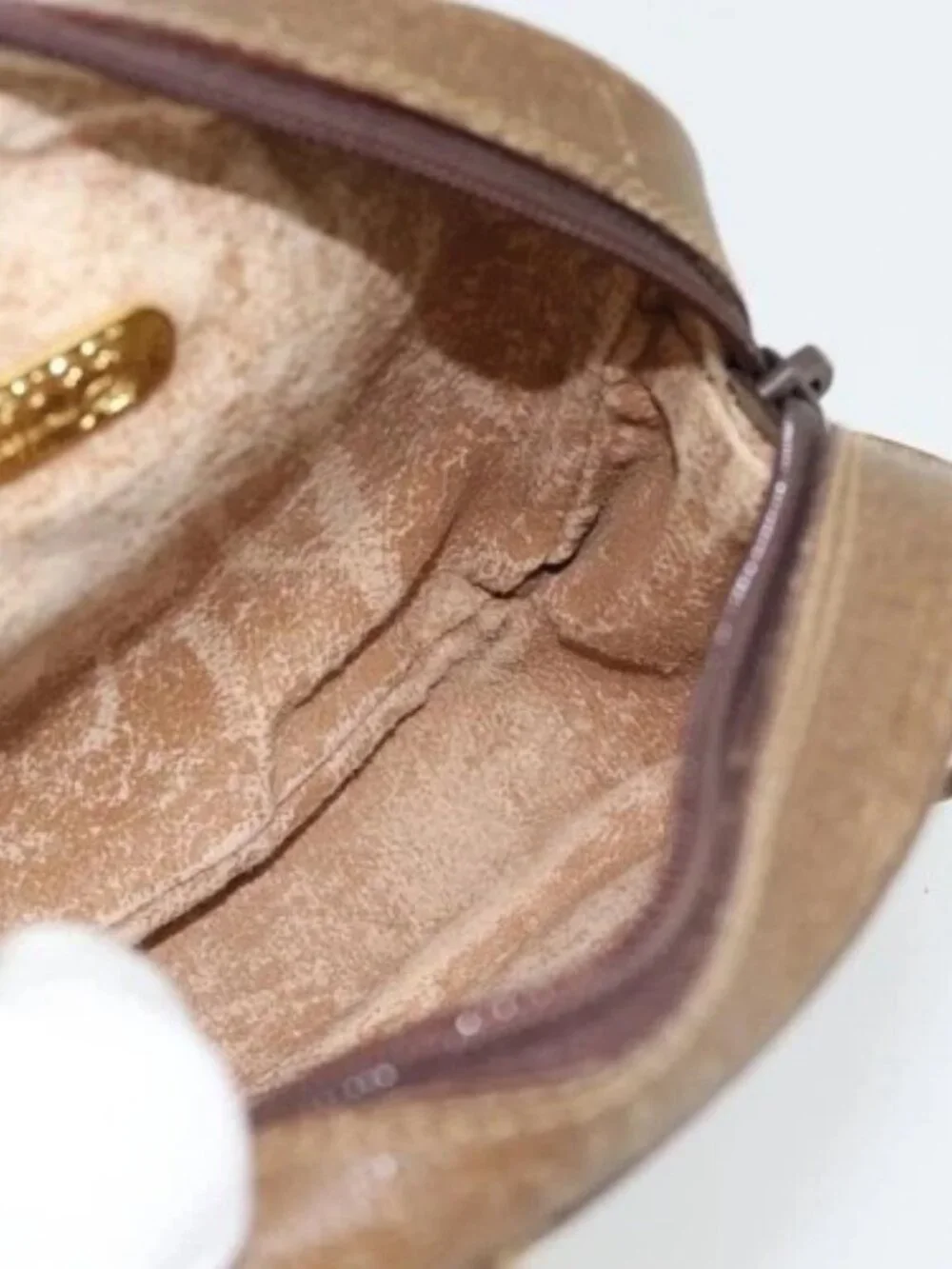 GUCCI GG Plus Supreme Shoulder Bag PVC Beige Gold Auth ka4394